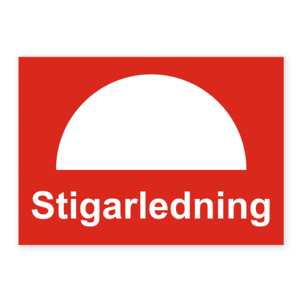Stigarledning-skylten har storleken 148x105mm och tillverkas i materialet Aluminium 0.7mm. Denna standardskylt kan anpassas så att du kan skapa din egen version av skylten.